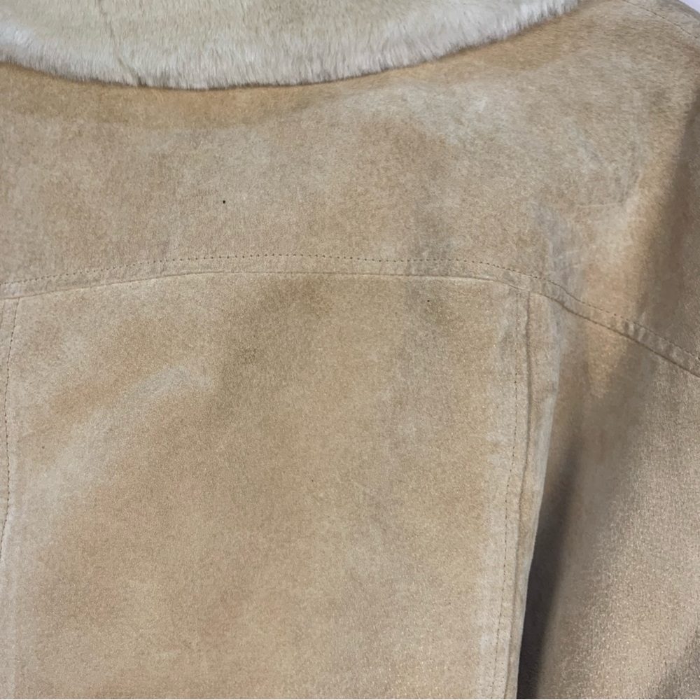Wilson’s VTG 90s y2k Cropped Suede Leather Faux Fur Lined Jacket Tan - Picture 11 of 16